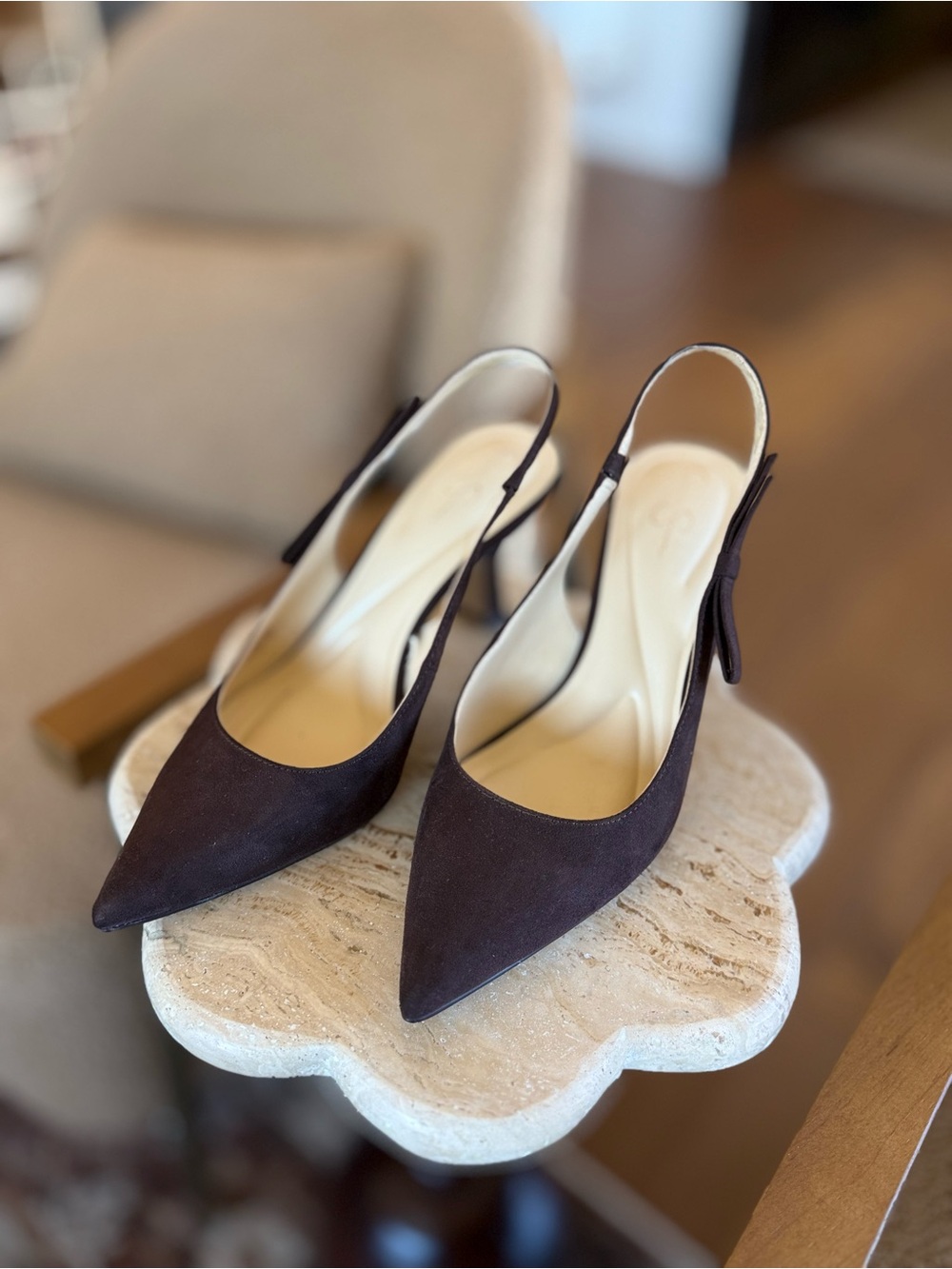 Jessica Simpson Dark Brown Pointed Slingback Heels